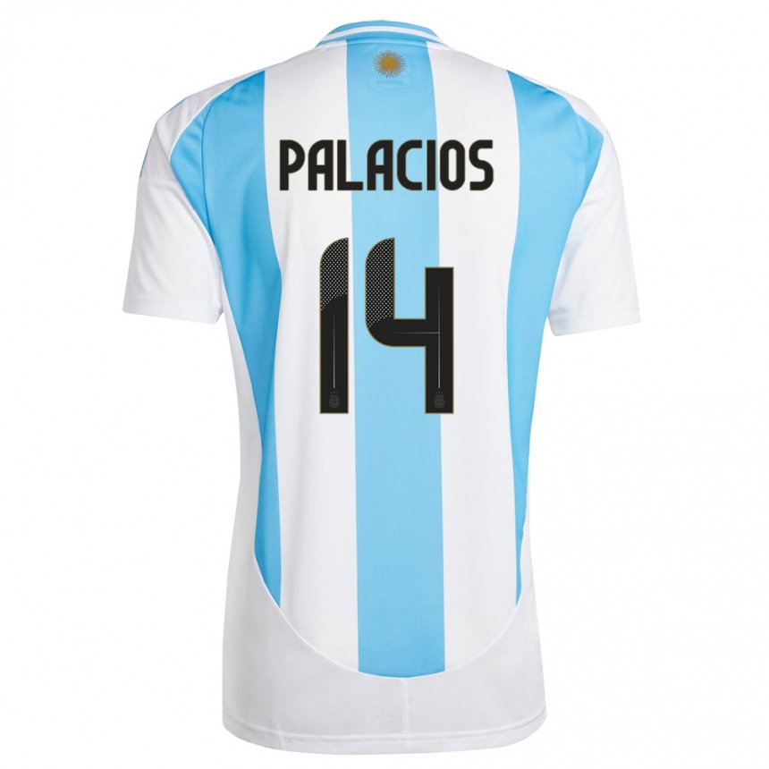 キッズフットボールアルゼンチンエセキエル・パラシオス#14白 青ホームシャツ24-26ジャージーユニフォーム