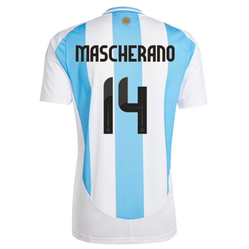 キッズフットボールアルゼンチンハビエル・マスチェラーノ#14白 青ホームシャツ24-26ジャージーユニフォーム