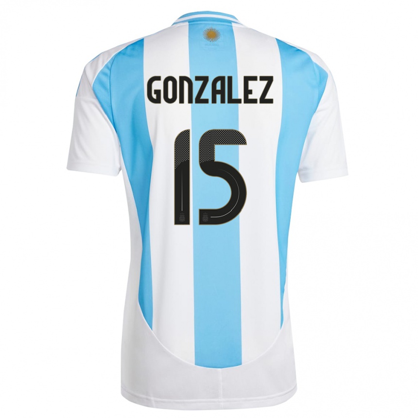 キッズフットボールアルゼンチンニコラス・ゴンザレス#15白 青ホームシャツ24-26ジャージーユニフォーム