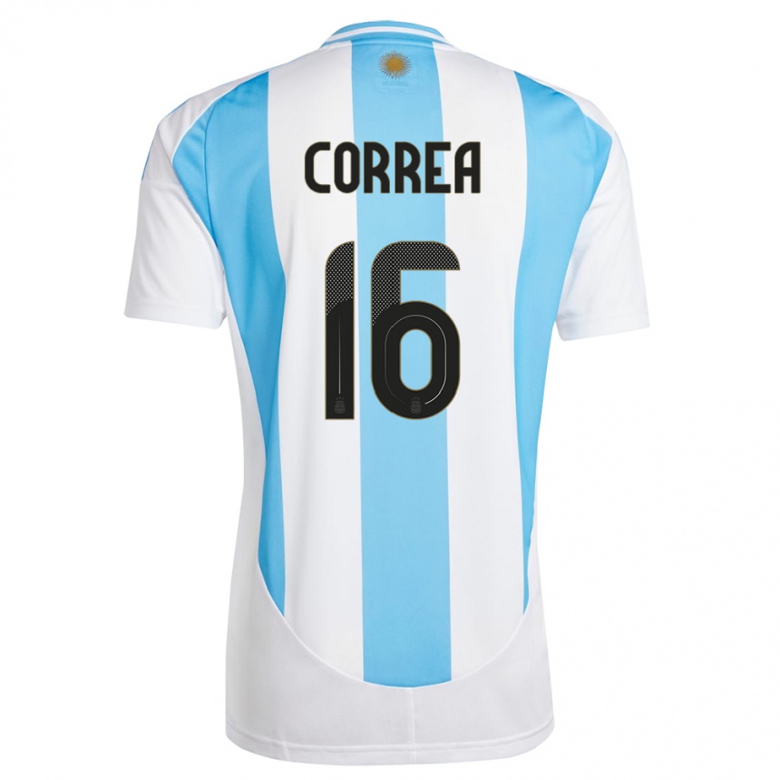 キッズフットボールアルゼンチンアンヘル・コレア#16白 青ホームシャツ24-26ジャージーユニフォーム