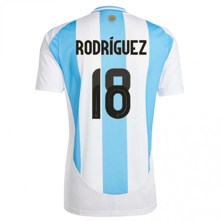 キッズフットボールアルゼンチンギド・ロドリゲス#18白 青ホームシャツ24-26ジャージーユニフォーム