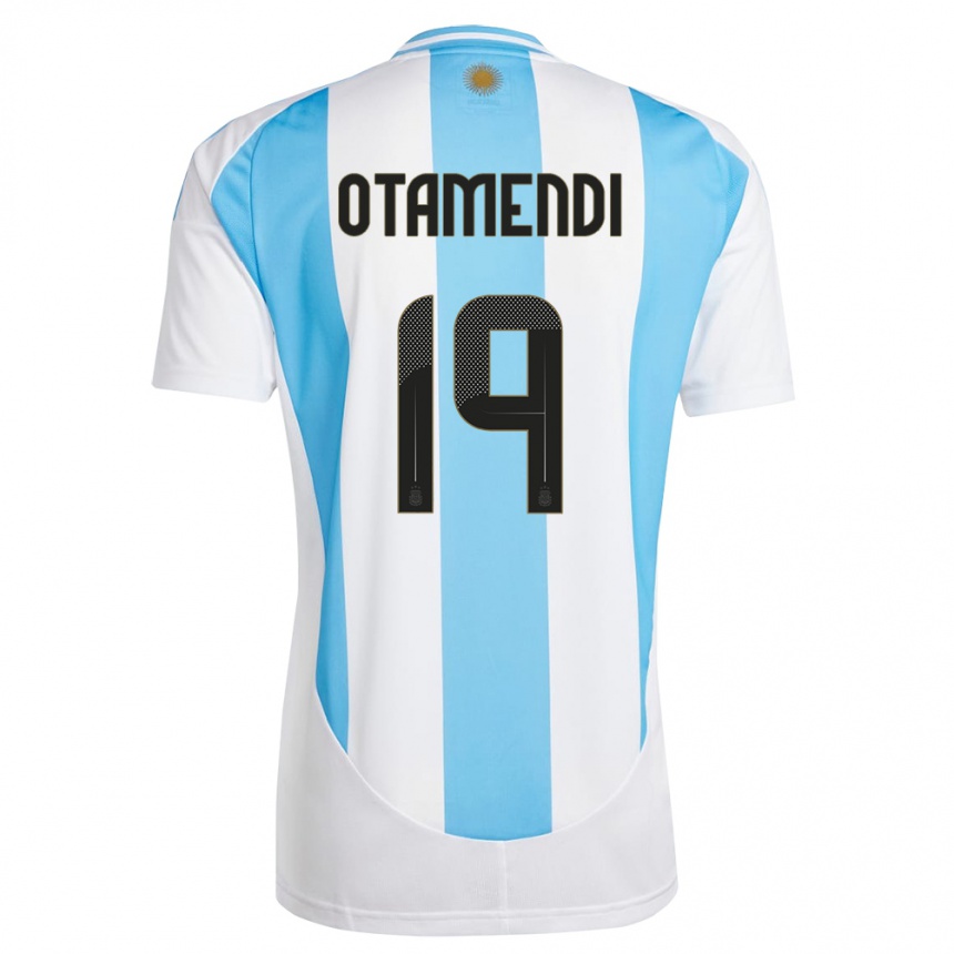 キッズフットボールアルゼンチンニコラス・オタメンディ#19白 青ホームシャツ24-26ジャージーユニフォーム