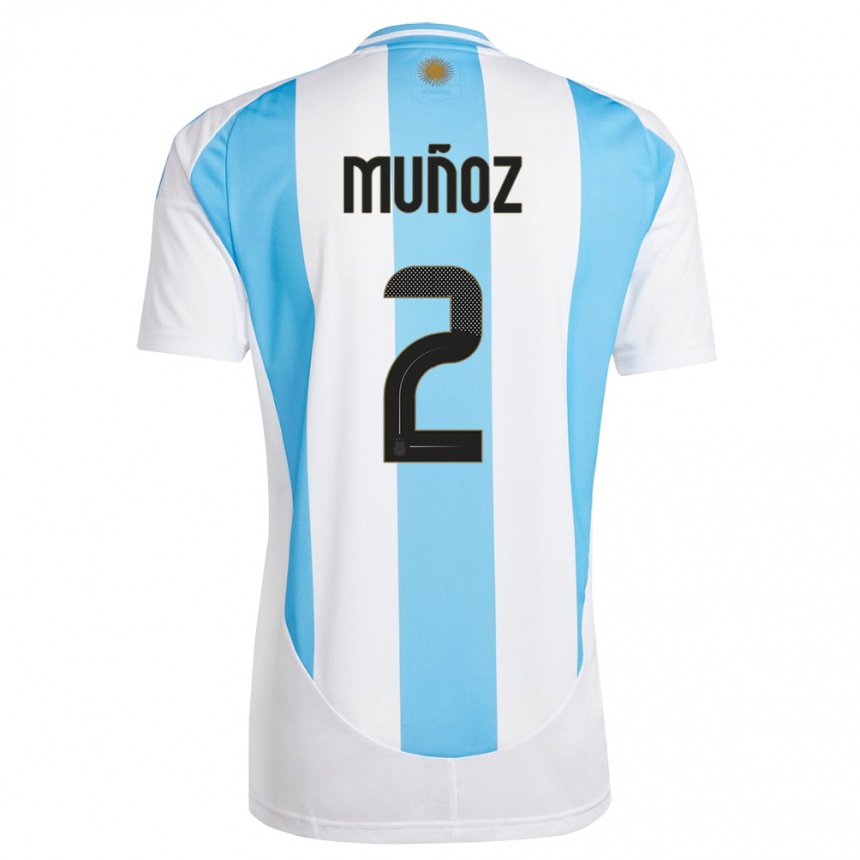 キッズフットボールアルゼンチンルアナ・ムニョス#2白 青ホームシャツ24-26ジャージーユニフォーム