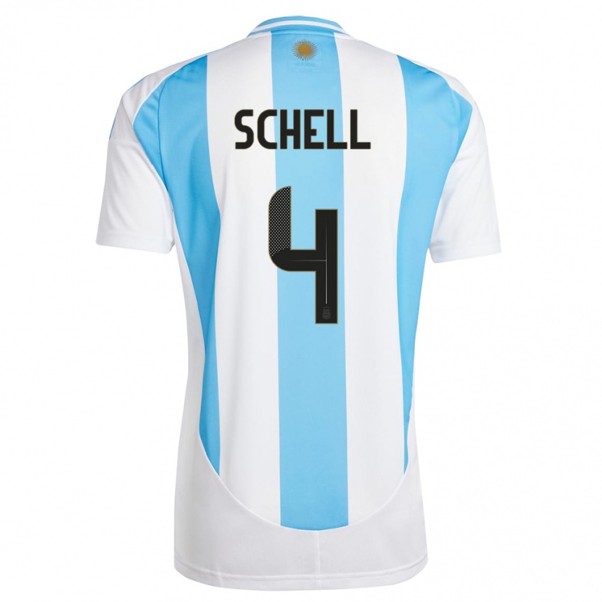 キッズフットボールアルゼンチンソフィア・シェル#4白 青ホームシャツ24-26ジャージーユニフォーム