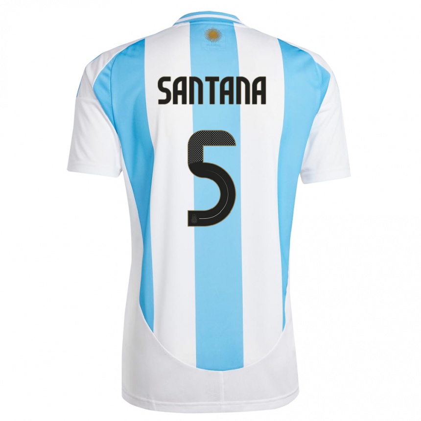 キッズフットボールアルゼンチンワネサ・サンタナ#5白 青ホームシャツ24-26ジャージーユニフォーム