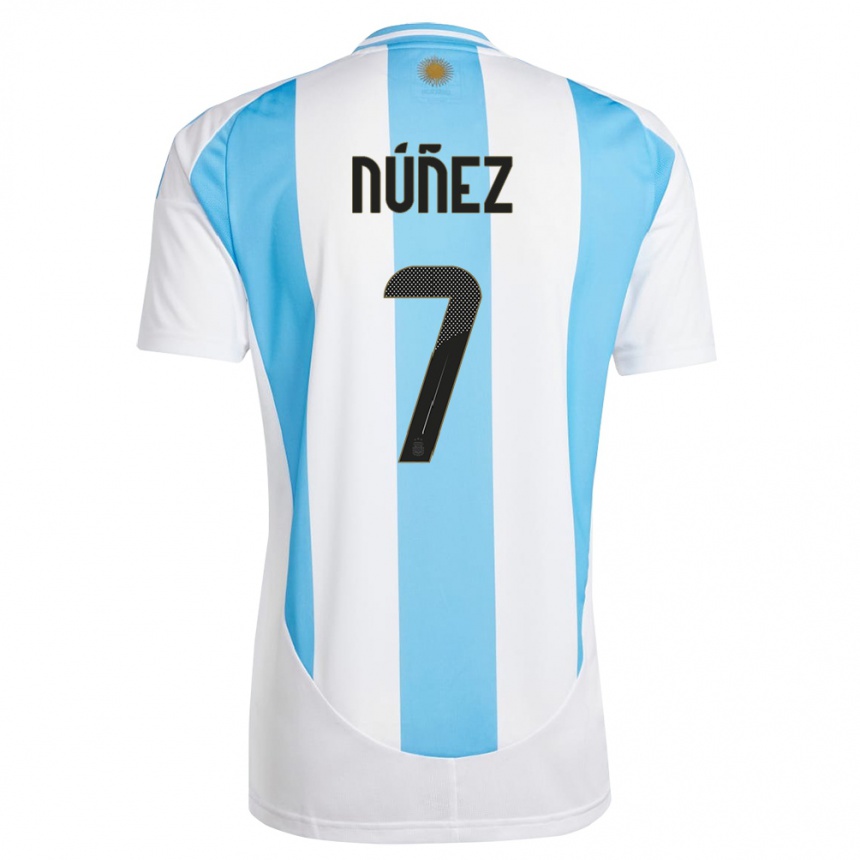 キッズフットボールアルゼンチンロミーナ・ヌニェス#7白 青ホームシャツ24-26ジャージーユニフォーム