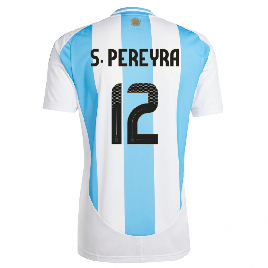 キッズフットボールアルゼンチンソラナ・ペレイラ#12白 青ホームシャツ24-26ジャージーユニフォーム