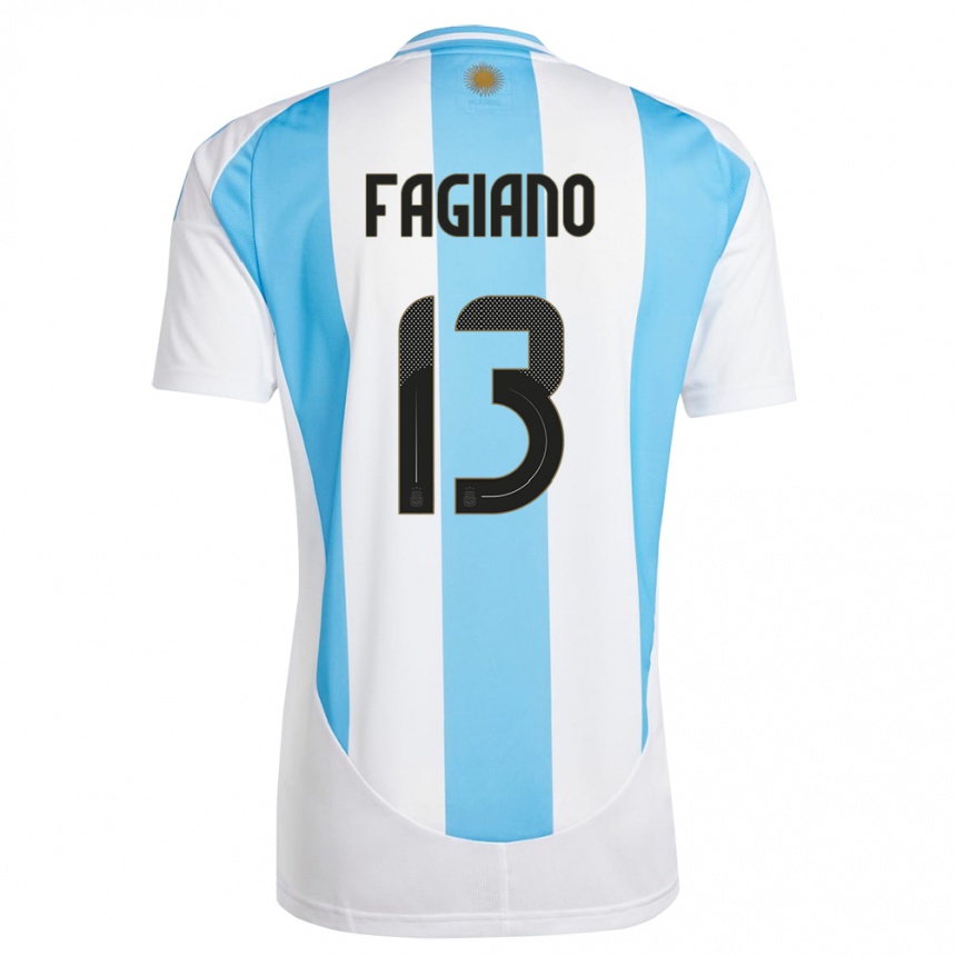 キッズフットボールアルゼンチンパロマ・ファジアーノ#13白 青ホームシャツ24-26ジャージーユニフォーム