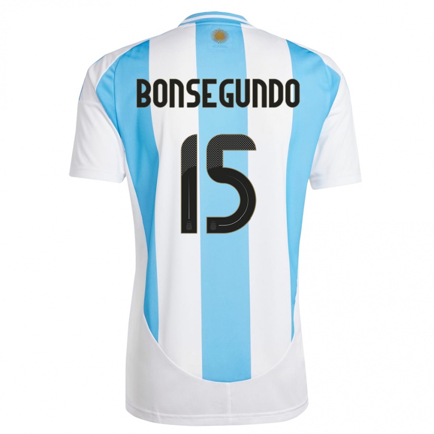 キッズフットボールアルゼンチンフロレンシア・ボンセグンド#15白 青ホームシャツ24-26ジャージーユニフォーム