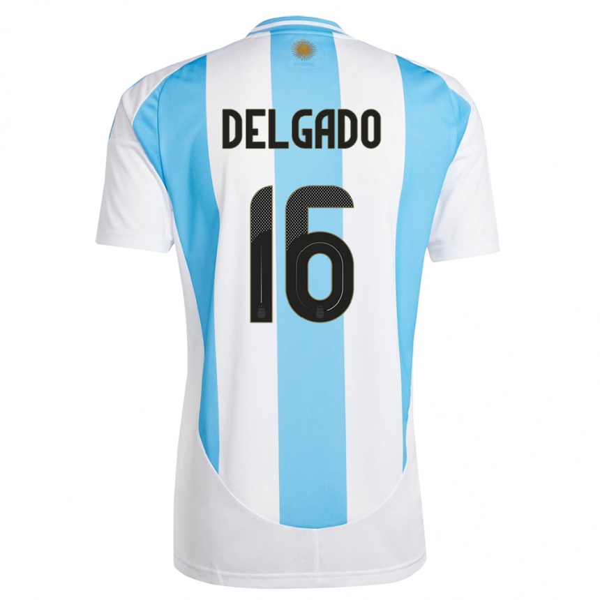 キッズフットボールアルゼンチンマリナ・デルガド#16白 青ホームシャツ24-26ジャージーユニフォーム