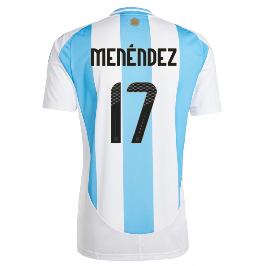 キッズフットボールアルゼンチンミラグロス・メネンデス#17白 青ホームシャツ24-26ジャージーユニフォーム