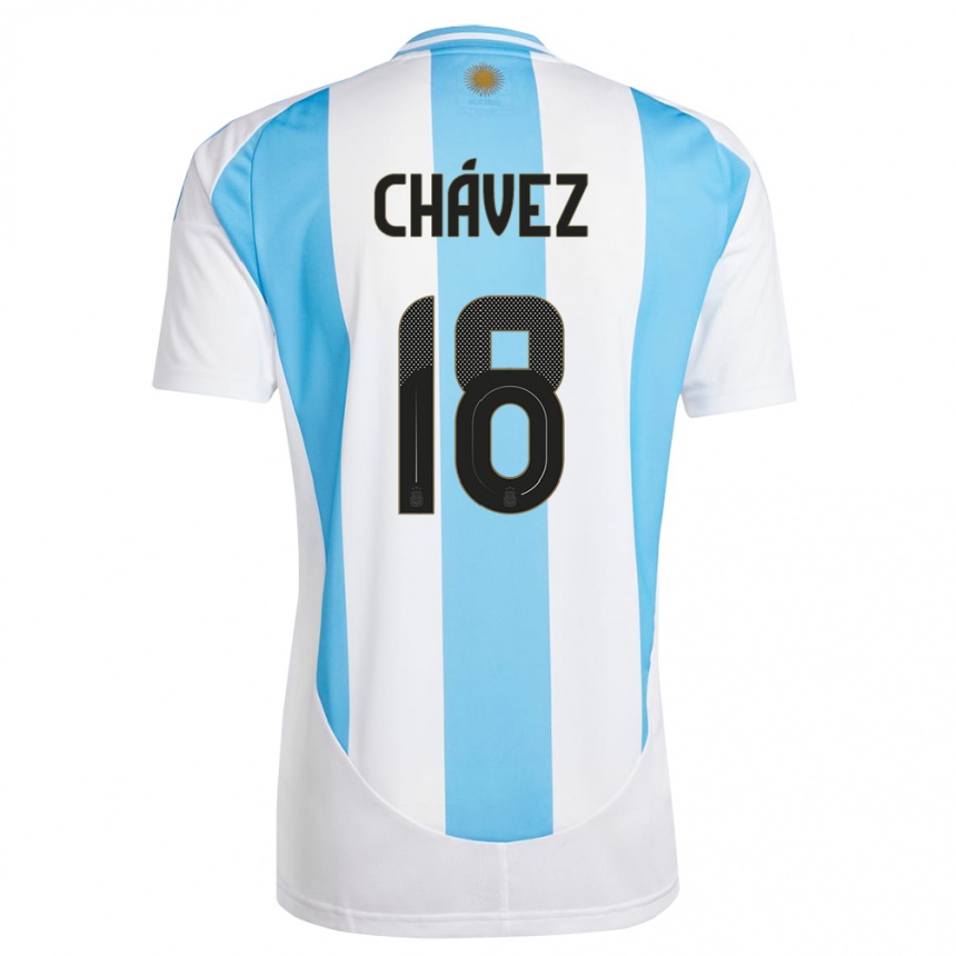 キッズフットボールアルゼンチンマリア・ガブリエラ・チャベス・コルメナレス#18白 青ホームシャツ24-26ジャージーユニフォーム