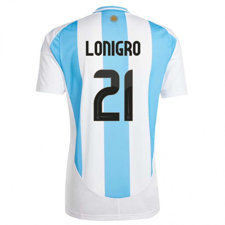 キッズフットボールアルゼンチンエリカ・ノエリア・ロニグロ#21白 青ホームシャツ24-26ジャージーユニフォーム