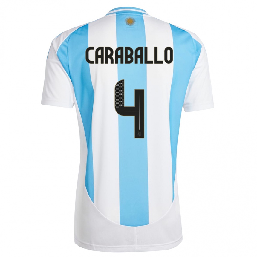 キッズフットボールアルゼンチンブライアン・カラバロ#4白 青ホームシャツ24-26ジャージーユニフォーム