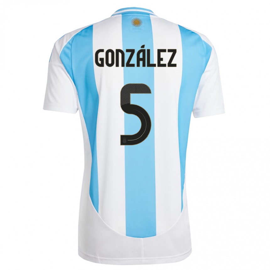 キッズフットボールアルゼンチンマクシミリアーノ・ゴンサレス#5白 青ホームシャツ24-26ジャージーユニフォーム
