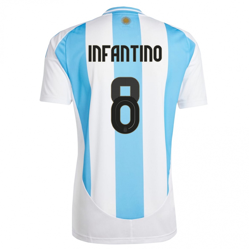 キッズフットボールアルゼンチンジノ・インファンティーノ#8白 青ホームシャツ24-26ジャージーユニフォーム