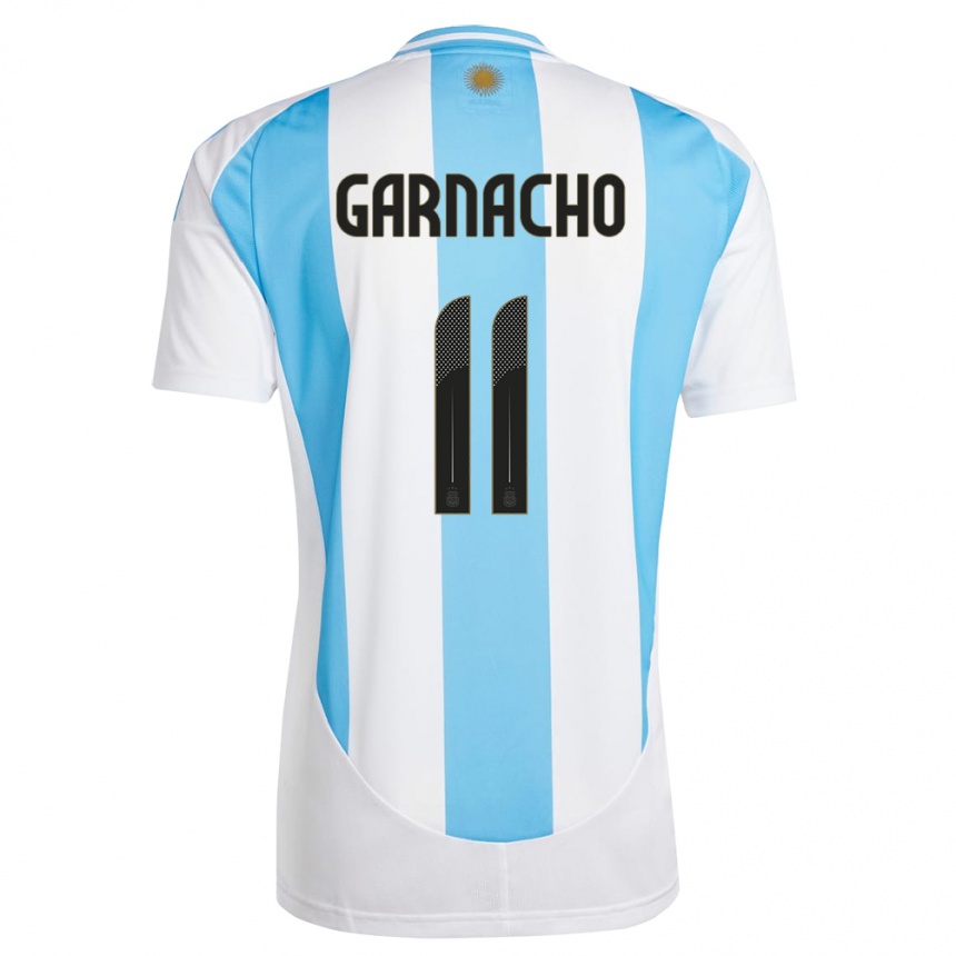 キッズフットボールアルゼンチンアレハンドロ・ガルナチョ#11白 青ホームシャツ24-26ジャージーユニフォーム