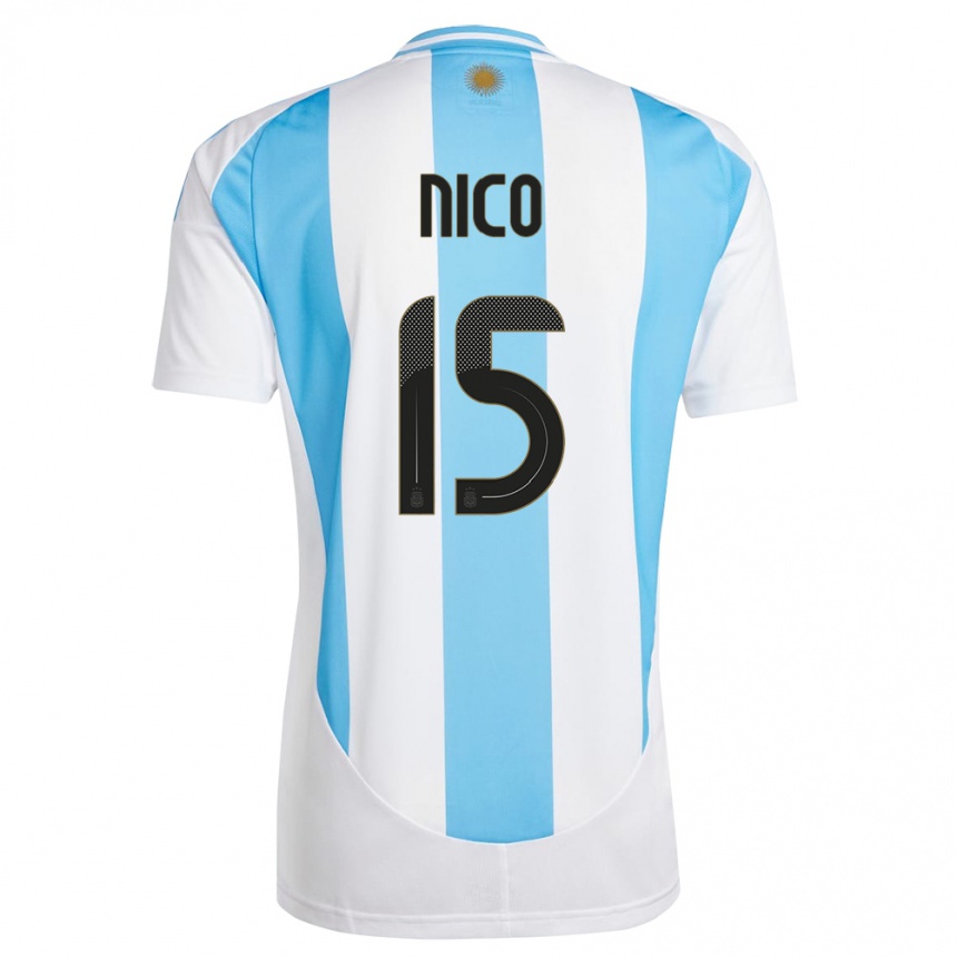 キッズフットボールアルゼンチンニコ#15白 青ホームシャツ24-26ジャージーユニフォーム