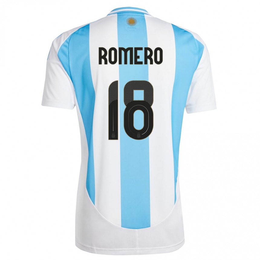 キッズフットボールアルゼンチンルカ・ロメロ#18白 青ホームシャツ24-26ジャージーユニフォーム