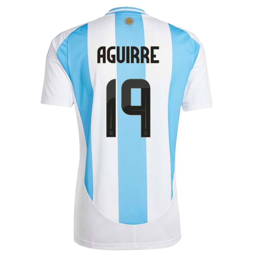 キッズフットボールアルゼンチンブライアン・ニコラス・アギーレ#19白 青ホームシャツ24-26ジャージーユニフォーム