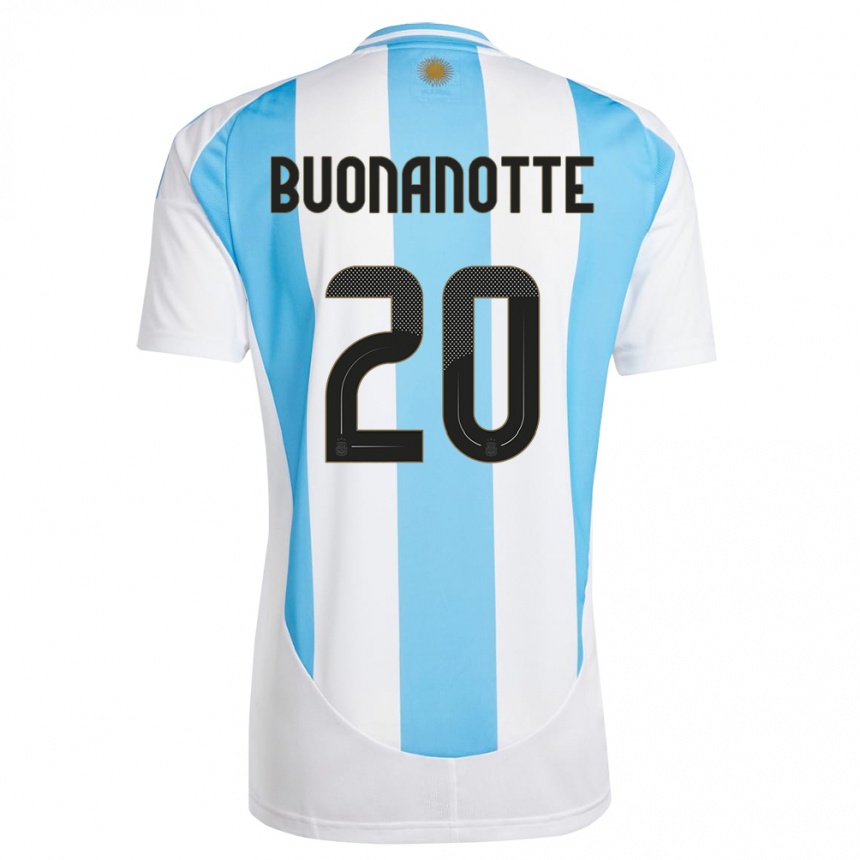 キッズフットボールアルゼンチンファクンド・ブオナノッテ#20白 青ホームシャツ24-26ジャージーユニフォーム