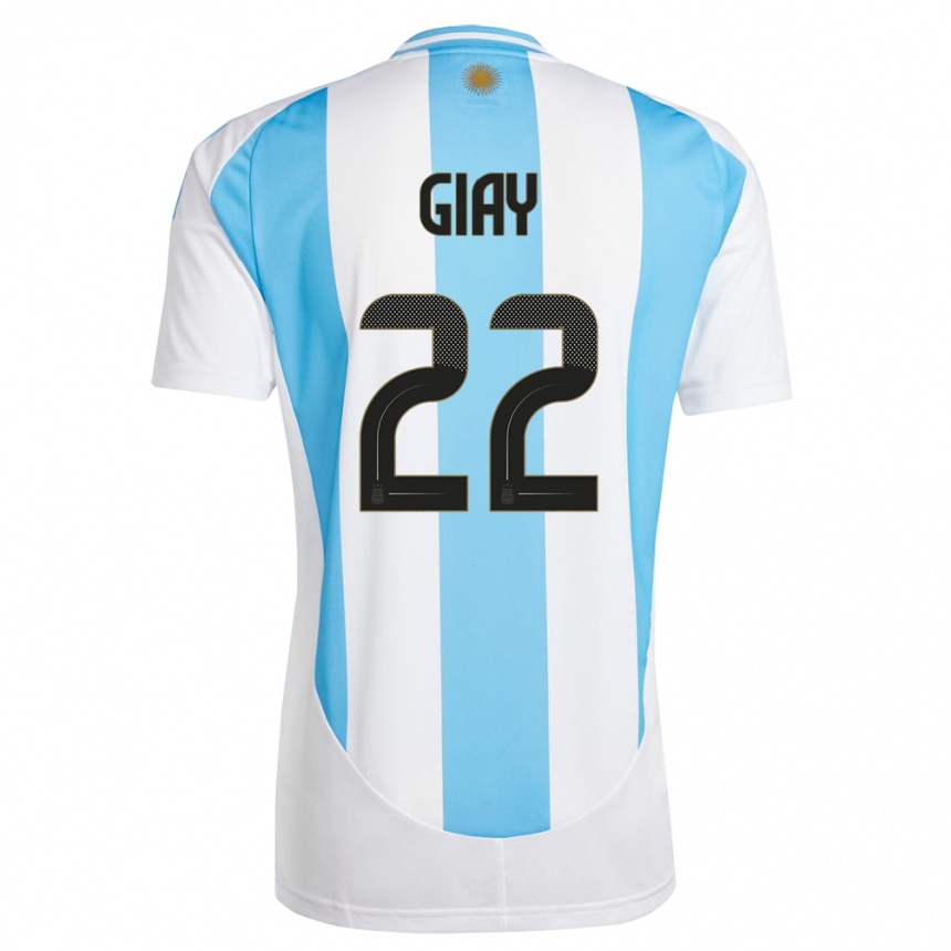 キッズフットボールアルゼンチンアグスティン・ジアイ#22白 青ホームシャツ24-26ジャージーユニフォーム