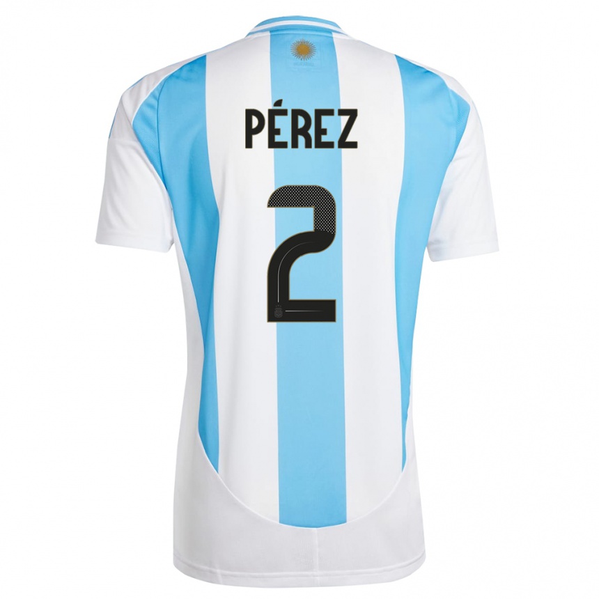 キッズフットボールアルゼンチンネウエン・ペレス#2白 青ホームシャツ24-26ジャージーユニフォーム