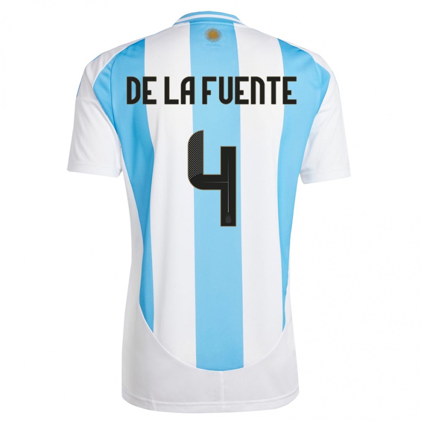 キッズフットボールアルゼンチンエルナン・デ ラ フエンテ#4白 青ホームシャツ24-26ジャージーユニフォーム