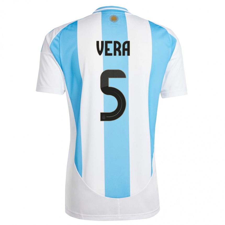 キッズフットボールアルゼンチンファウスト・ベラ#5白 青ホームシャツ24-26ジャージーユニフォーム