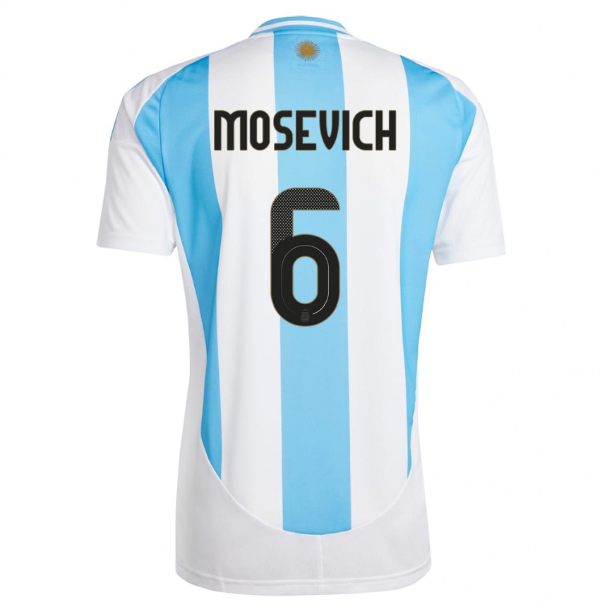 キッズフットボールアルゼンチンレオネル・モセビチ#6白 青ホームシャツ24-26ジャージーユニフォーム