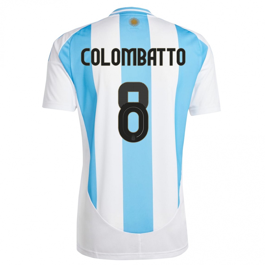 キッズフットボールアルゼンチンサンティアゴ・コロンバト#8白 青ホームシャツ24-26ジャージーユニフォーム