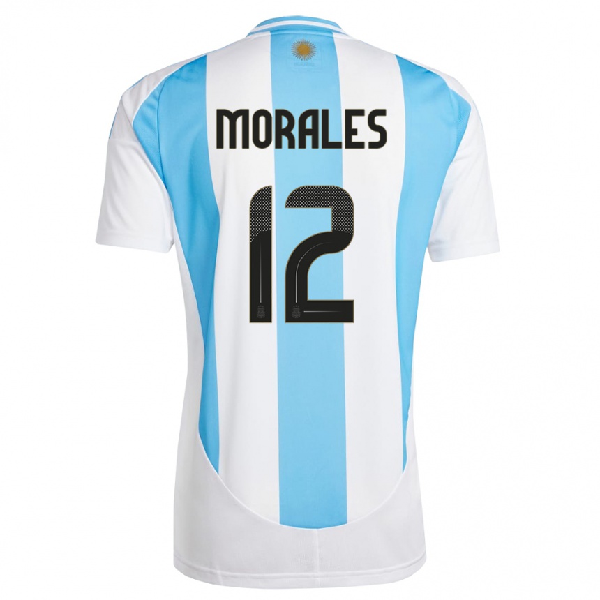 キッズフットボールアルゼンチンラウタロ・モラレス#12白 青ホームシャツ24-26ジャージーユニフォーム