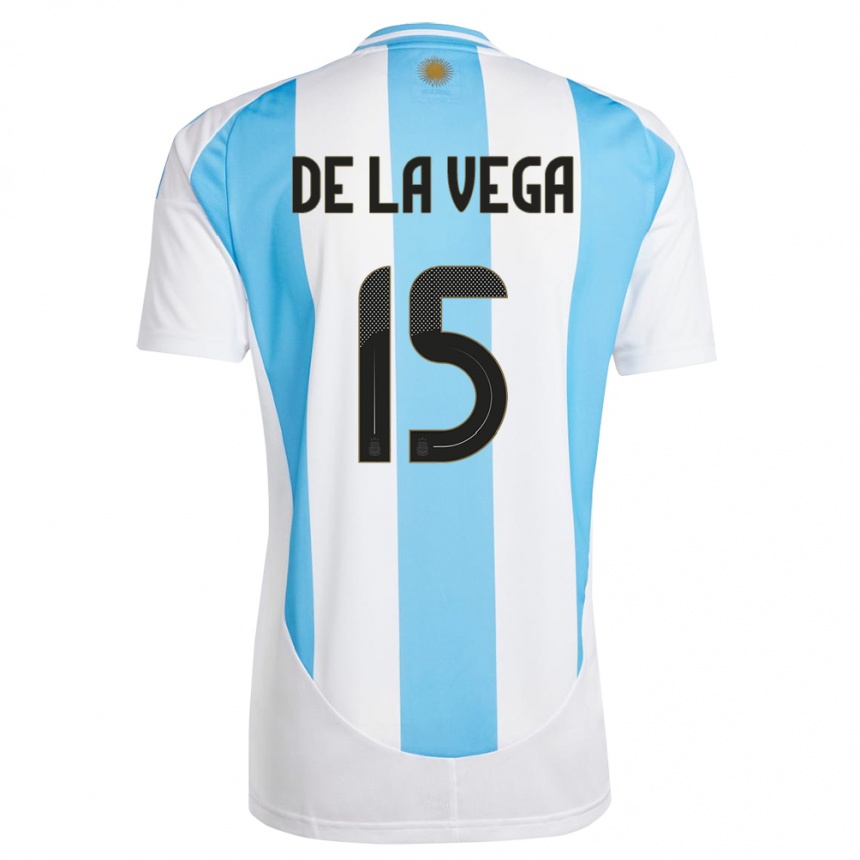 キッズフットボールアルゼンチンペドロ・デ・ラ・ベガ#15白 青ホームシャツ24-26ジャージーユニフォーム
