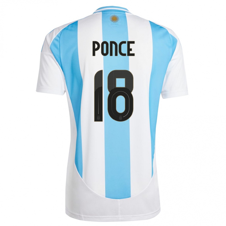 キッズフットボールアルゼンチンエセキエル・ポンセ#18白 青ホームシャツ24-26ジャージーユニフォーム
