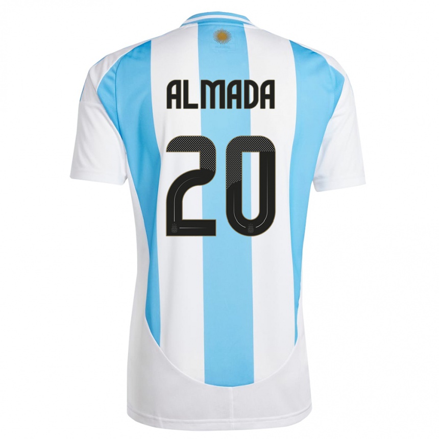 キッズフットボールアルゼンチンティアゴ・アルマダ#20白 青ホームシャツ24-26ジャージーユニフォーム