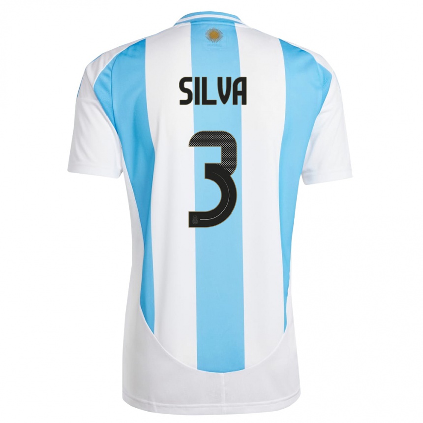 キッズフットボールアルゼンチントマス・シルバ#3白 青ホームシャツ24-26ジャージーユニフォーム