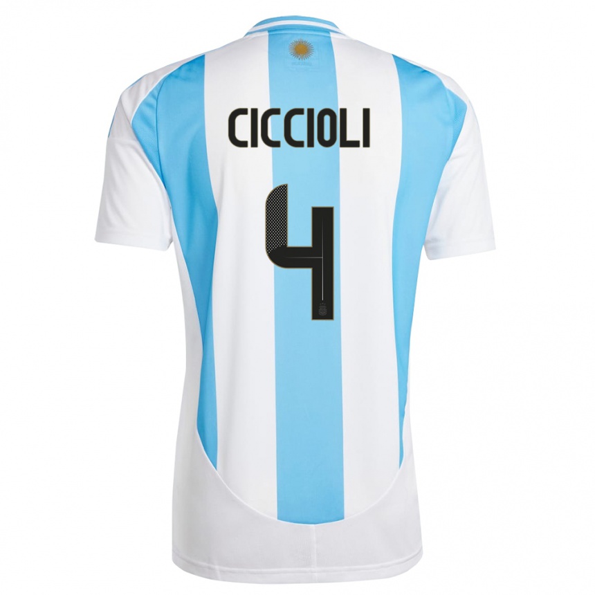 キッズフットボールアルゼンチンウリセス・チッチョリ#4白 青ホームシャツ24-26ジャージーユニフォーム