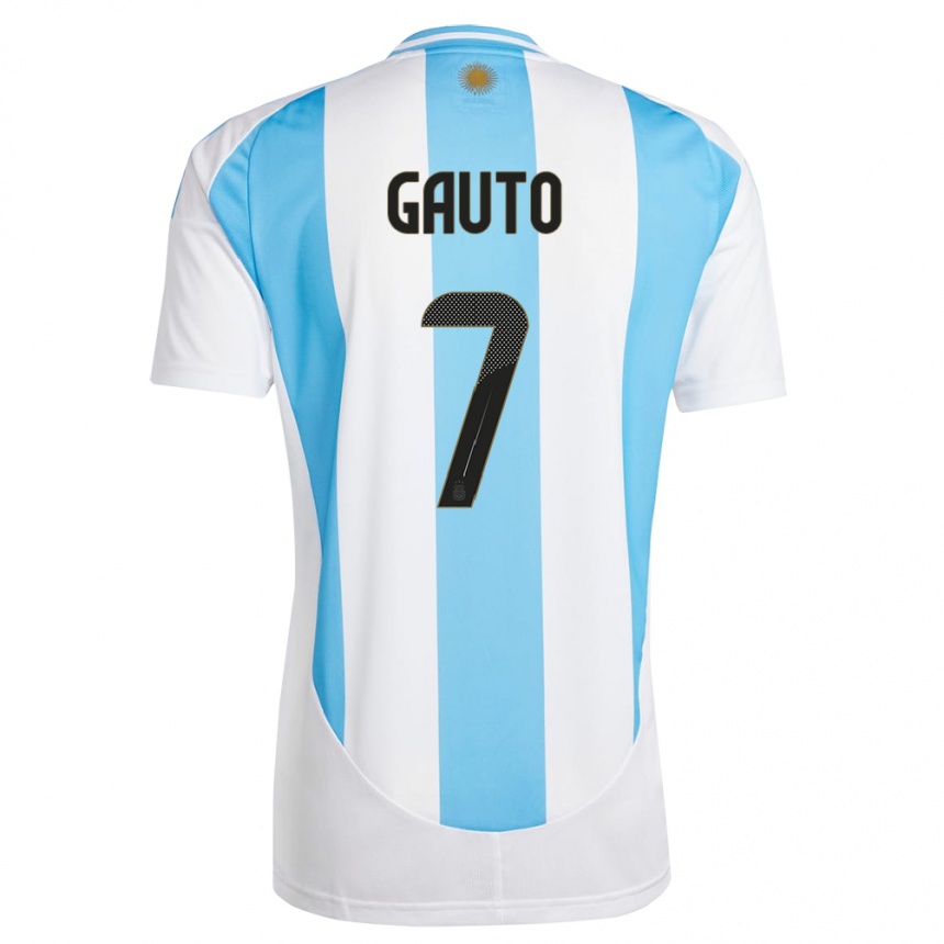 キッズフットボールアルゼンチンフアン・ガウト#7白 青ホームシャツ24-26ジャージーユニフォーム