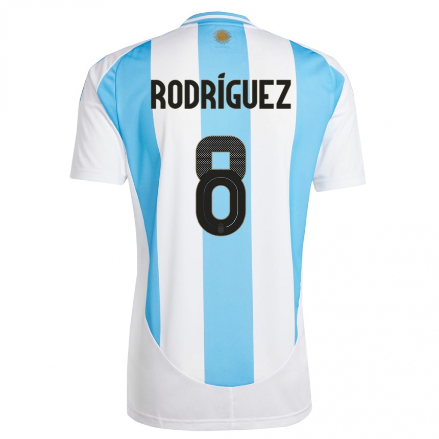 キッズフットボールアルゼンチンアグスティン・ロドリゲス#8白 青ホームシャツ24-26ジャージーユニフォーム