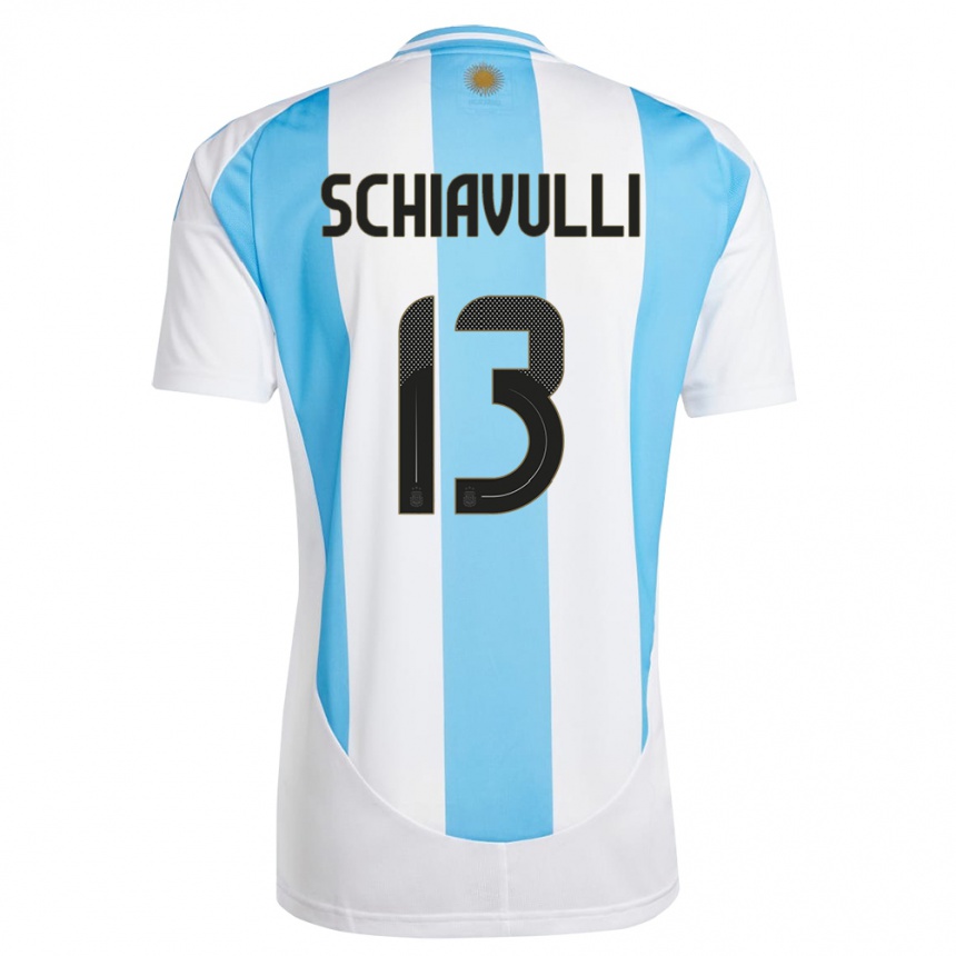 キッズフットボールアルゼンチンチアゴ・スキアヴリ#13白 青ホームシャツ24-26ジャージーユニフォーム