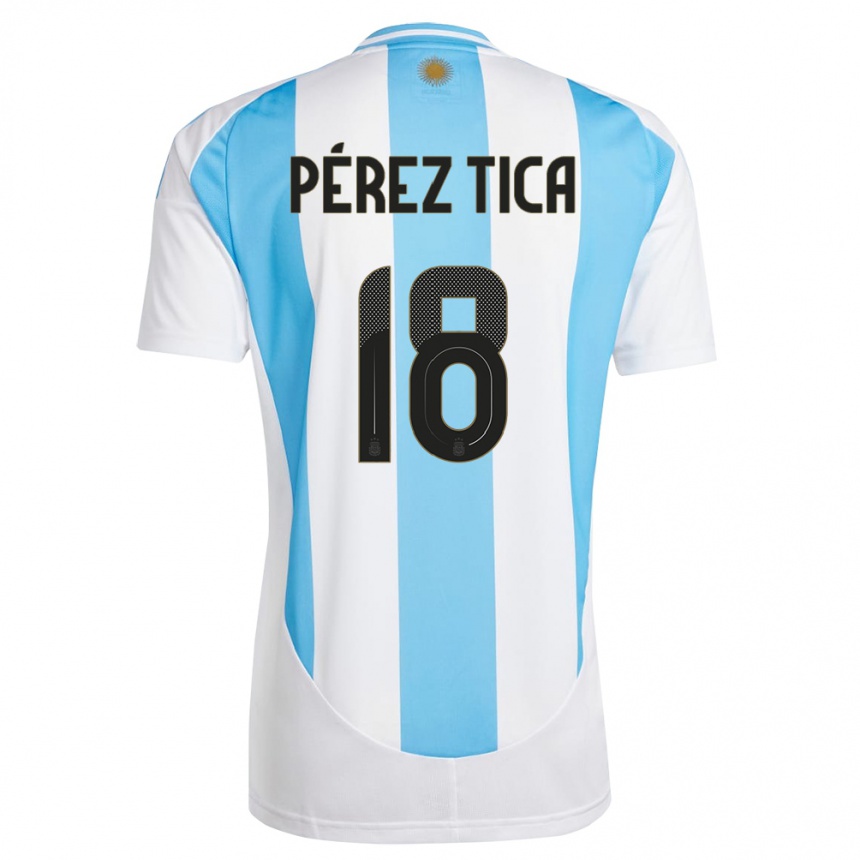キッズフットボールアルゼンチンジェレミアス・ペレス・ティカ#18白 青ホームシャツ24-26ジャージーユニフォーム