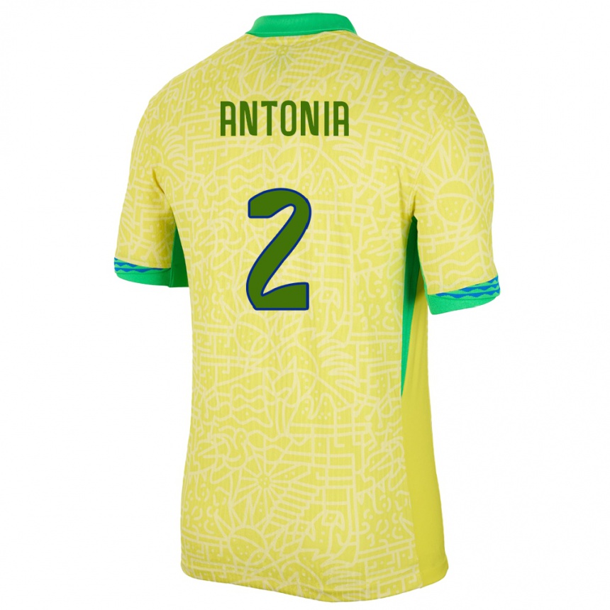 キッズフットボールブラジルアントニア#2黄ホームシャツ24-26ジャージーユニフォーム