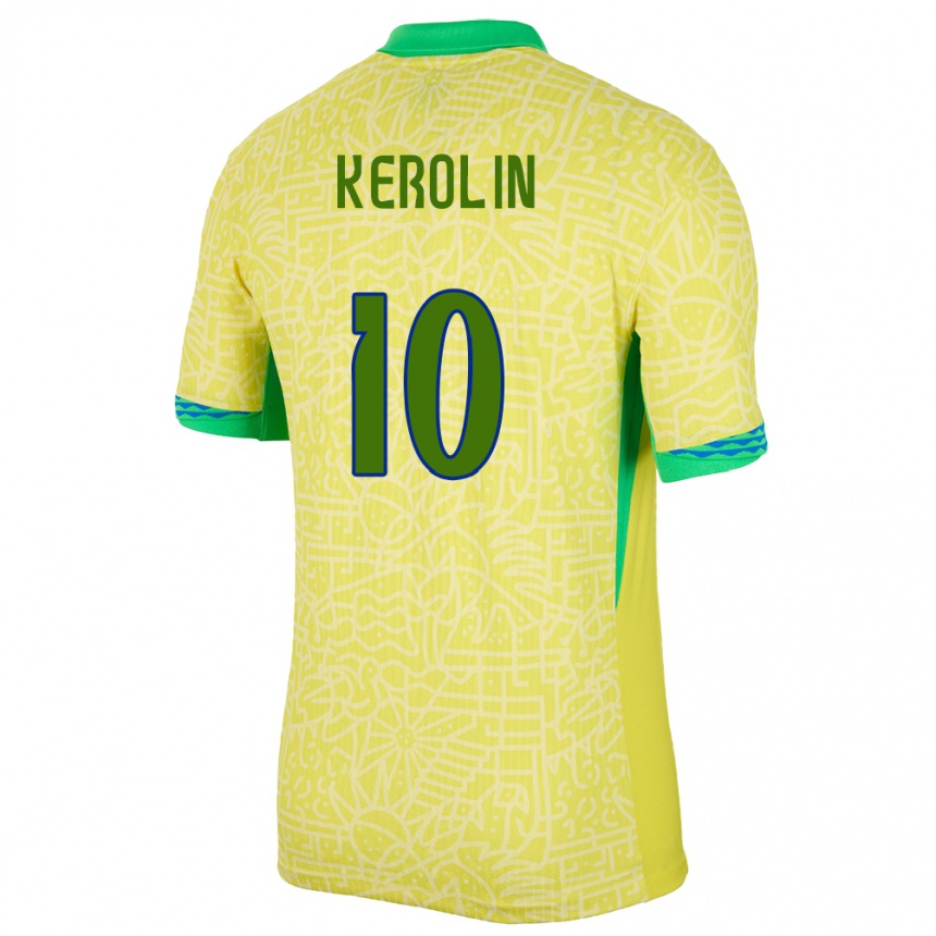 キッズフットボールブラジルケロリン#10黄ホームシャツ24-26ジャージーユニフォーム