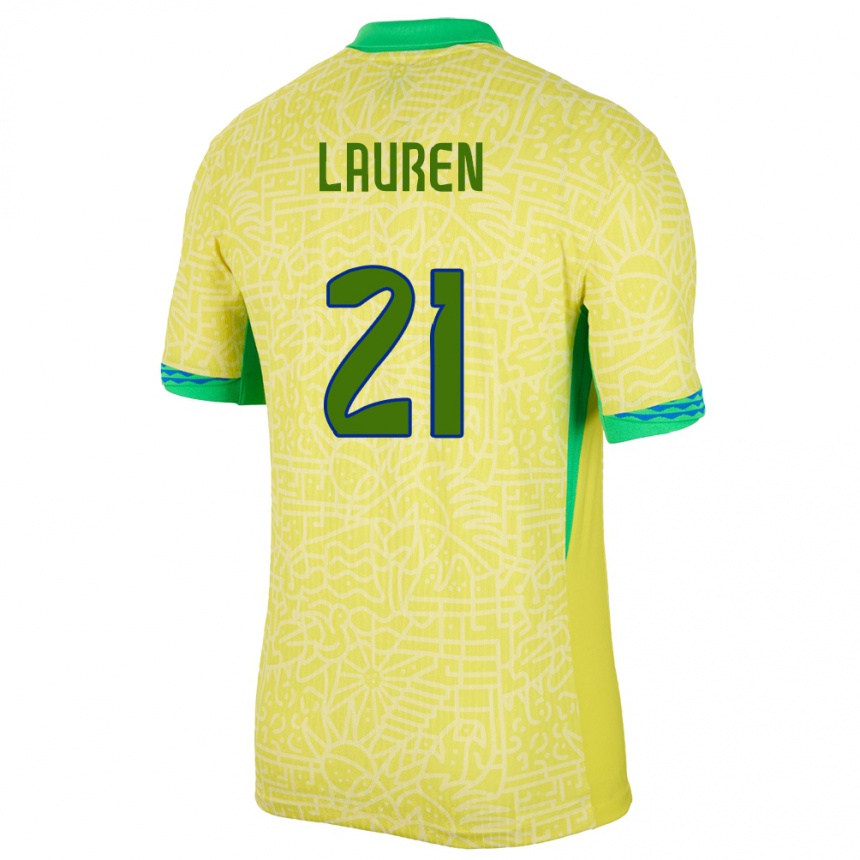 キッズフットボールブラジルローレン・コスタ#21黄ホームシャツ24-26ジャージーユニフォーム