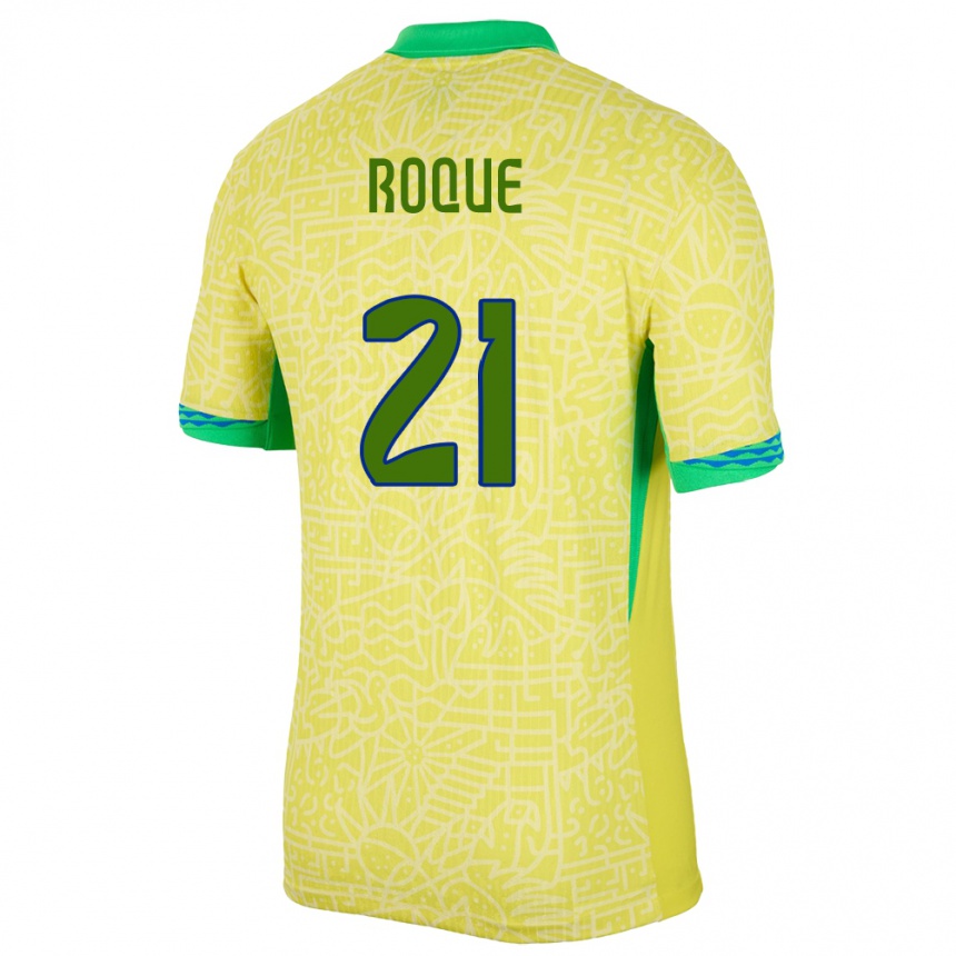 キッズフットボールブラジルヴィトール・ウーゴ・ロッキ・フェレイラ#21黄ホームシャツ24-26ジャージーユニフォーム