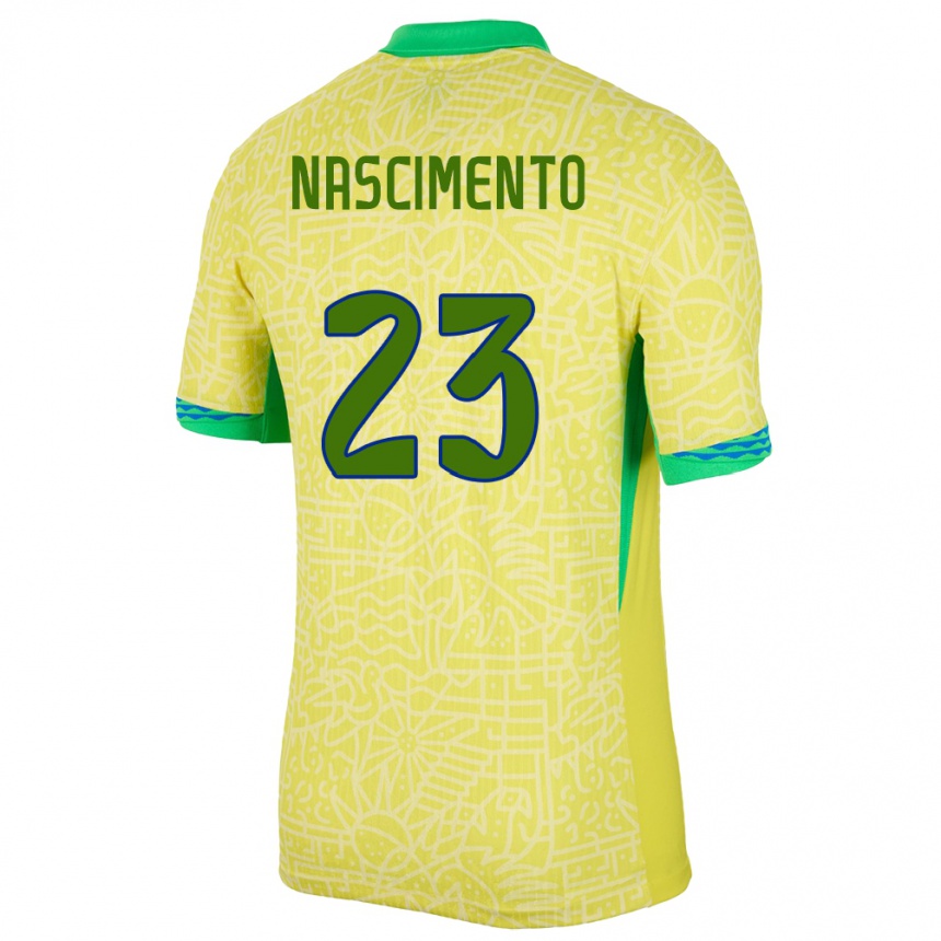 キッズフットボールブラジルマテウス・ナシメント・ジ・パウラ#23黄ホームシャツ24-26ジャージーユニフォーム