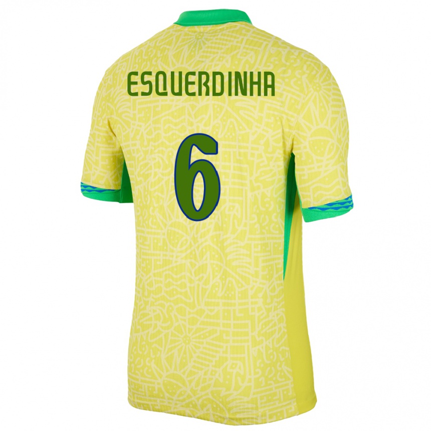 キッズフットボールブラジルジョゼ・マルセロ・ジャヌアリオ・ジ・アラウージョ#6黄ホームシャツ24-26ジャージーユニフォーム