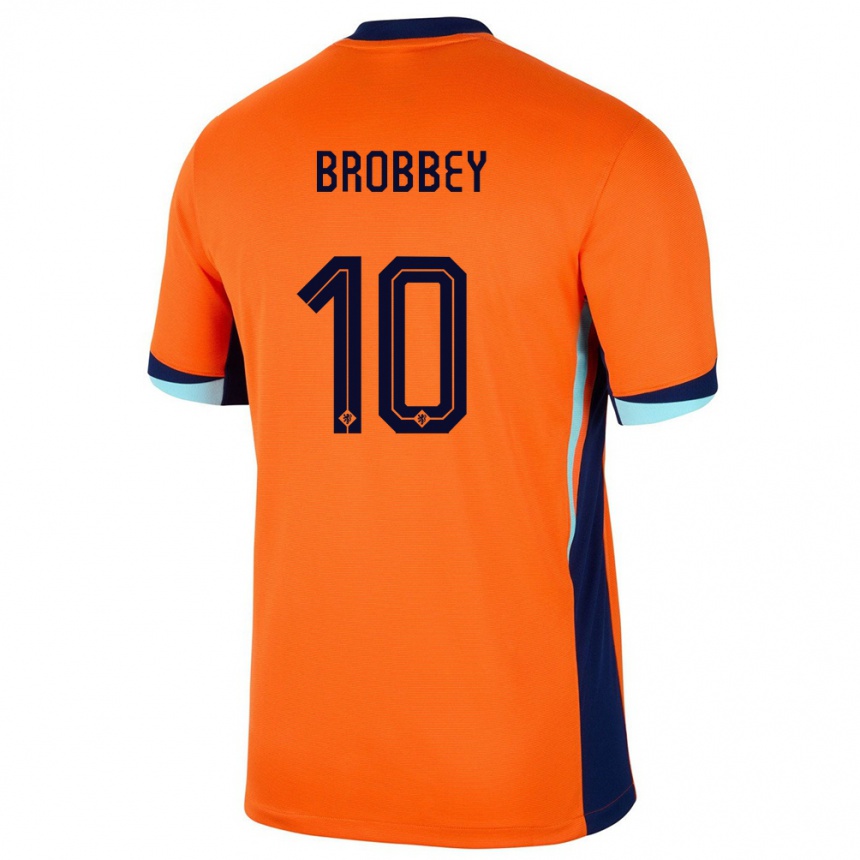 キッズフットボールオランダブライアン・ブロビー#10オレンジホームシャツ24-26ジャージーユニフォーム