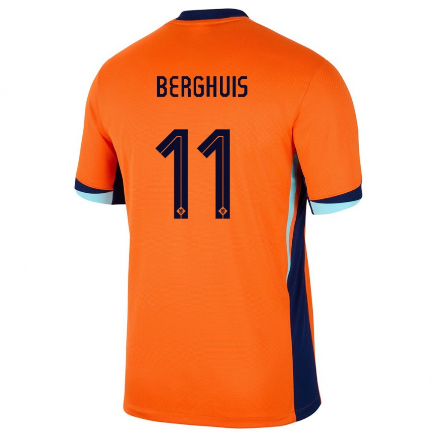 キッズフットボールオランダステフェン・ベルハイス#11オレンジホームシャツ24-26ジャージーユニフォーム
