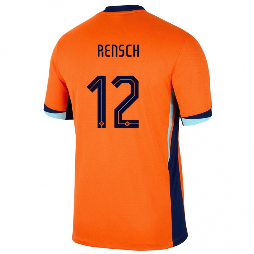 キッズフットボールオランダデヴェイヌ・レンチ #12オレンジホームシャツ24-26ジャージーユニフォーム